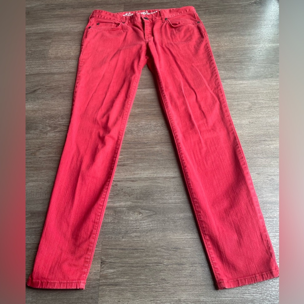 Eddie Bauer Slightly Curvy Skinny Denim Jeans Womens 6 Low Rise Colorful Red - Picture 6 of 16